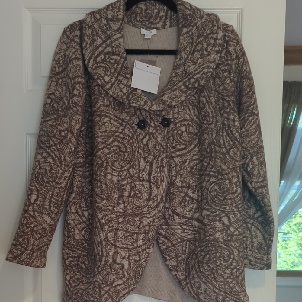 J. Jill Brown and Cream Knit Sweater